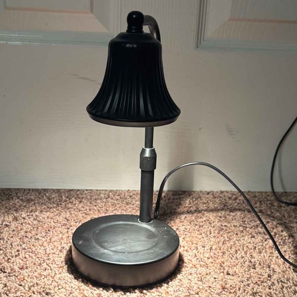 Black candle warmer Lamp with Pleated metal pleated shade